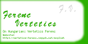 ferenc vertetics business card